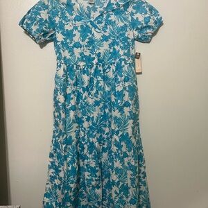 Blue Floral Short Sleev
